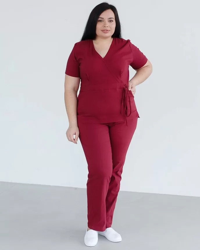 Медичний костюм жіночий Ріо марсала +SIZE - Зображення 2