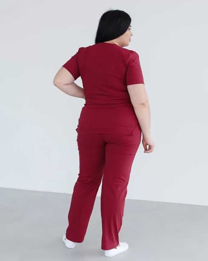 Медичний костюм жіночий Ріо марсала +SIZE - Зображення 3