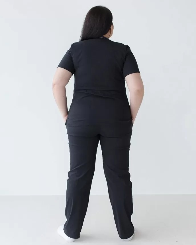 Медичний костюм жіночий Ріо чорний +SIZE - Зображення 3