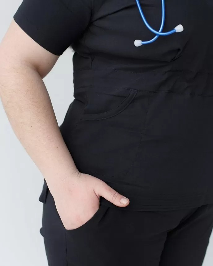 Медичний костюм жіночий Ріо чорний +SIZE - Зображення 6