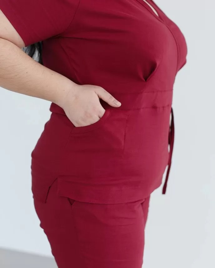 Медичний костюм жіночий Ріо марсала +SIZE - Зображення 5