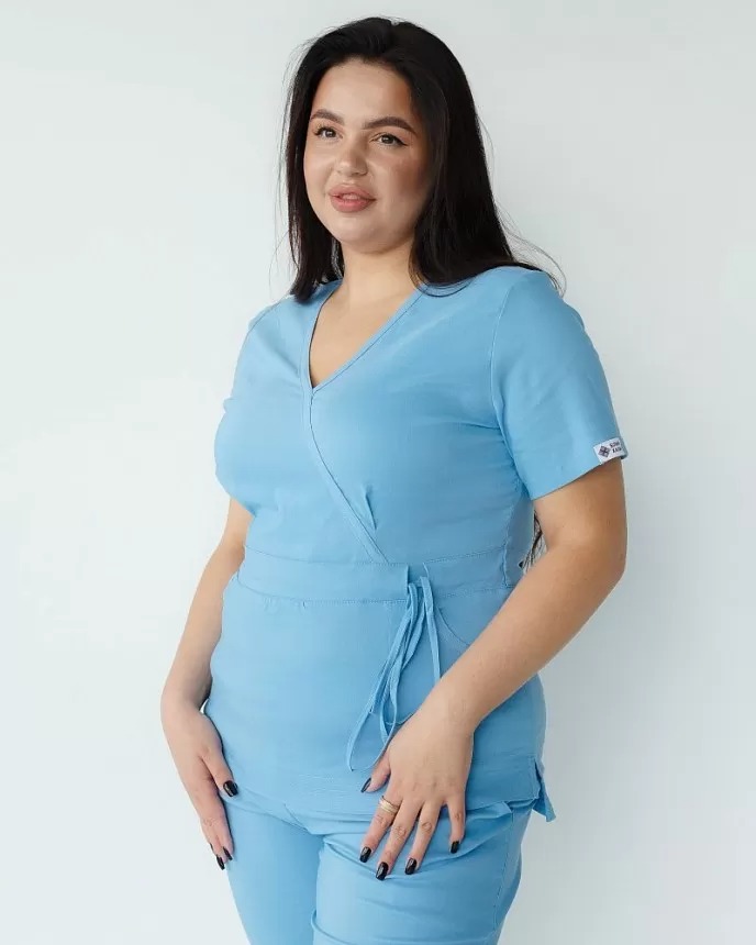 Медичний костюм жіночий Ріо блакитний +SIZE - Зображення 8