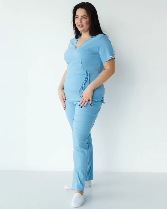 Медичний костюм жіночий Ріо блакитний +SIZE - Зображення 9