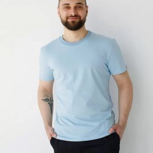 Медична базова футболка чоловіча блакитна