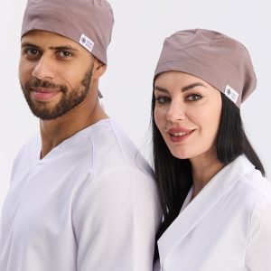 Медична класична шапочка на зав’язках какао (Elitе Stretch)