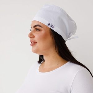 Медична класична шапочка на зав’язках біла (Cotton «Elegance»)