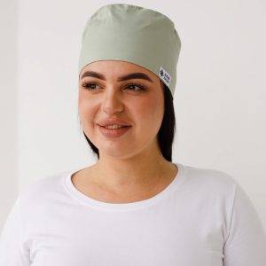 Медична класична шапочка на зав’язках фісташкова