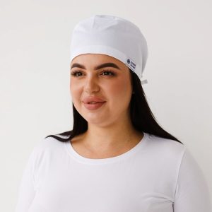 Медична класична шапочка на зав’язках біла (Cotton «Elegance»)